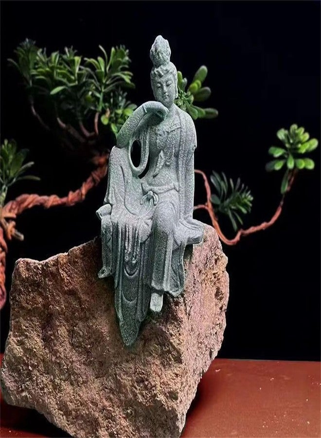 livelyfish Fish Tank Decorations Buddha Statue Aquarium Guanyin Buddha Figurines Asian Zen Sandstone Statues, A - Image 5